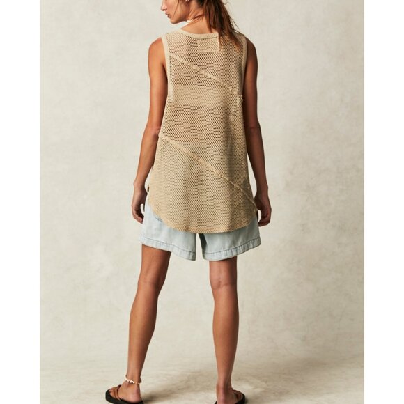 Free People Beige Mesh Tank Top NWT! - Picture 2 of 5